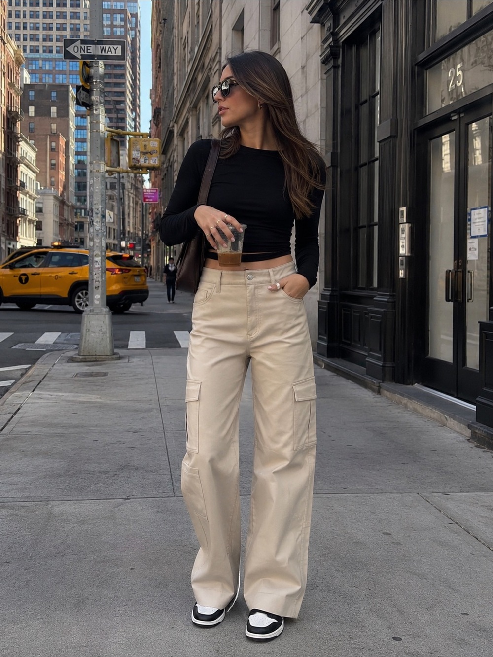 Express High Waisted Cream Faux Leather Wide Leg Cargo Pants NWT